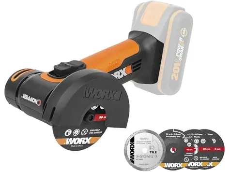 WORX WX801.9 Amoladora Chopper 20V | Compacta y versátil | Disco 76mm