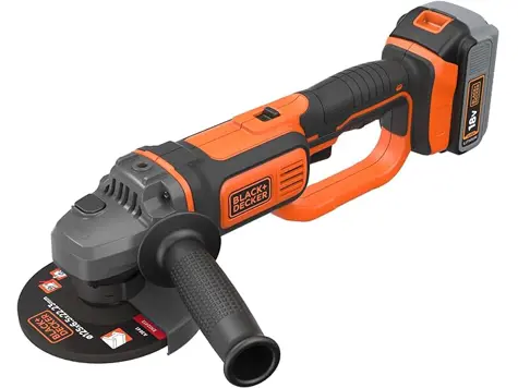 Black+Decker Amoladora Angular 18V Litio + Disco 125mm, Naranja/Negro