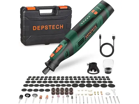 DEPSTECH Mini Amoladora Inalámbrica 8V - Multiherramienta 5 Velocidades 30000 rpm - 127 Accesorios