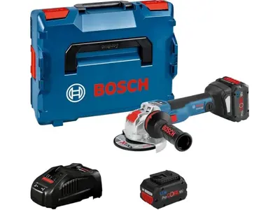 Bosch Amoladora Angular 18V X-LOCK, Regulable 4500-9000 rpm, 2 baterías 5.5Ah