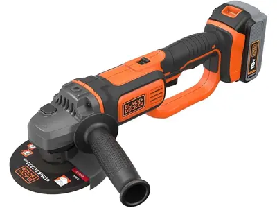 Black+Decker Amoladora Angular 18V Litio + Disco 125mm, Naranja/Negro