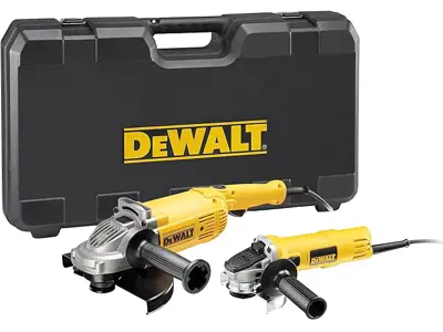 Duo Amoladoras DEWALT DWE494TWIN: Ø230mm 2400W y DWE4157: Ø125mm 900W, Maletín incluido.